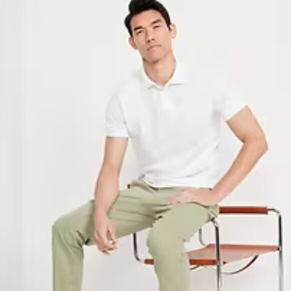 Men's Polo Shirt Pique White Go-Dry short sleeve Size XL NWT - Picture 3 of 7